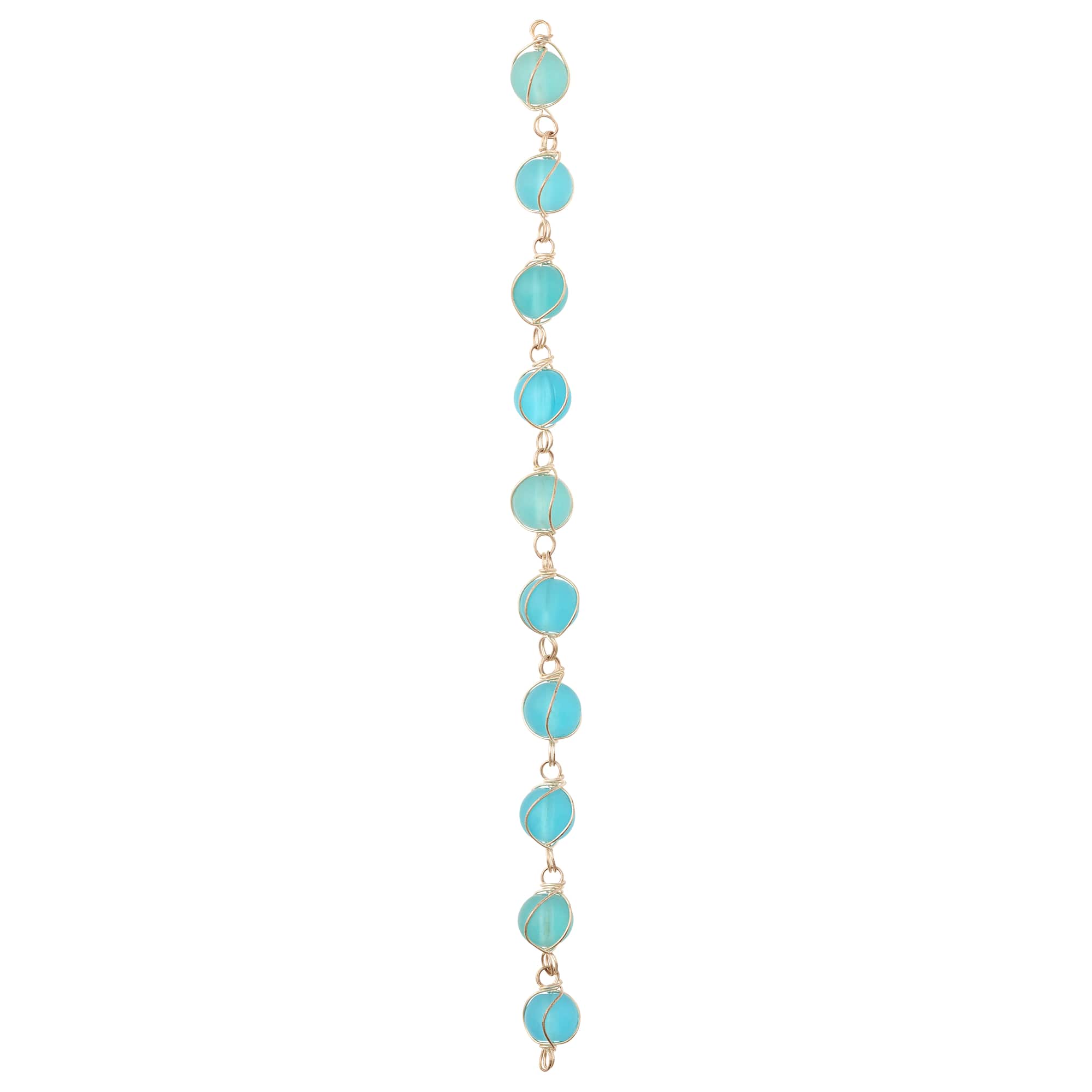 12 Pack: Aqua Wire-Wrapped Glass Beads, 10mm by Bead Landing™
